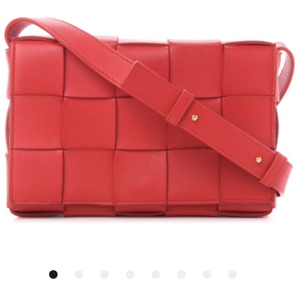 BOTTEGA VENETA Intrecciato Cassette Crossbody Bag Bright Red